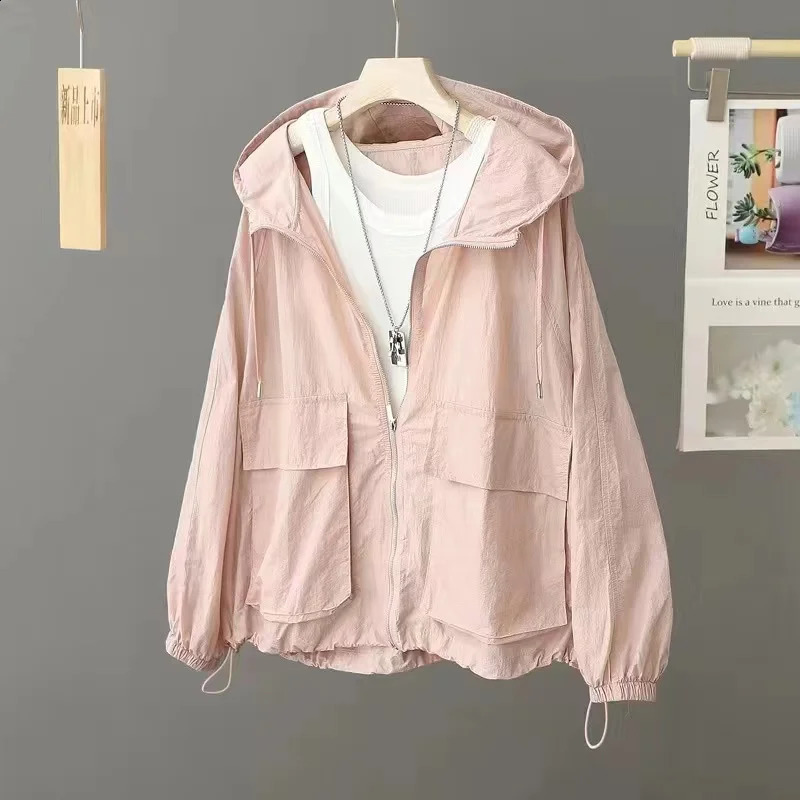 Women Sunscreen Coat Loose Large Size Breathable SunProtective Clothing Jacket Fashion Outdoor Thin QuickDrying Top Female 240812