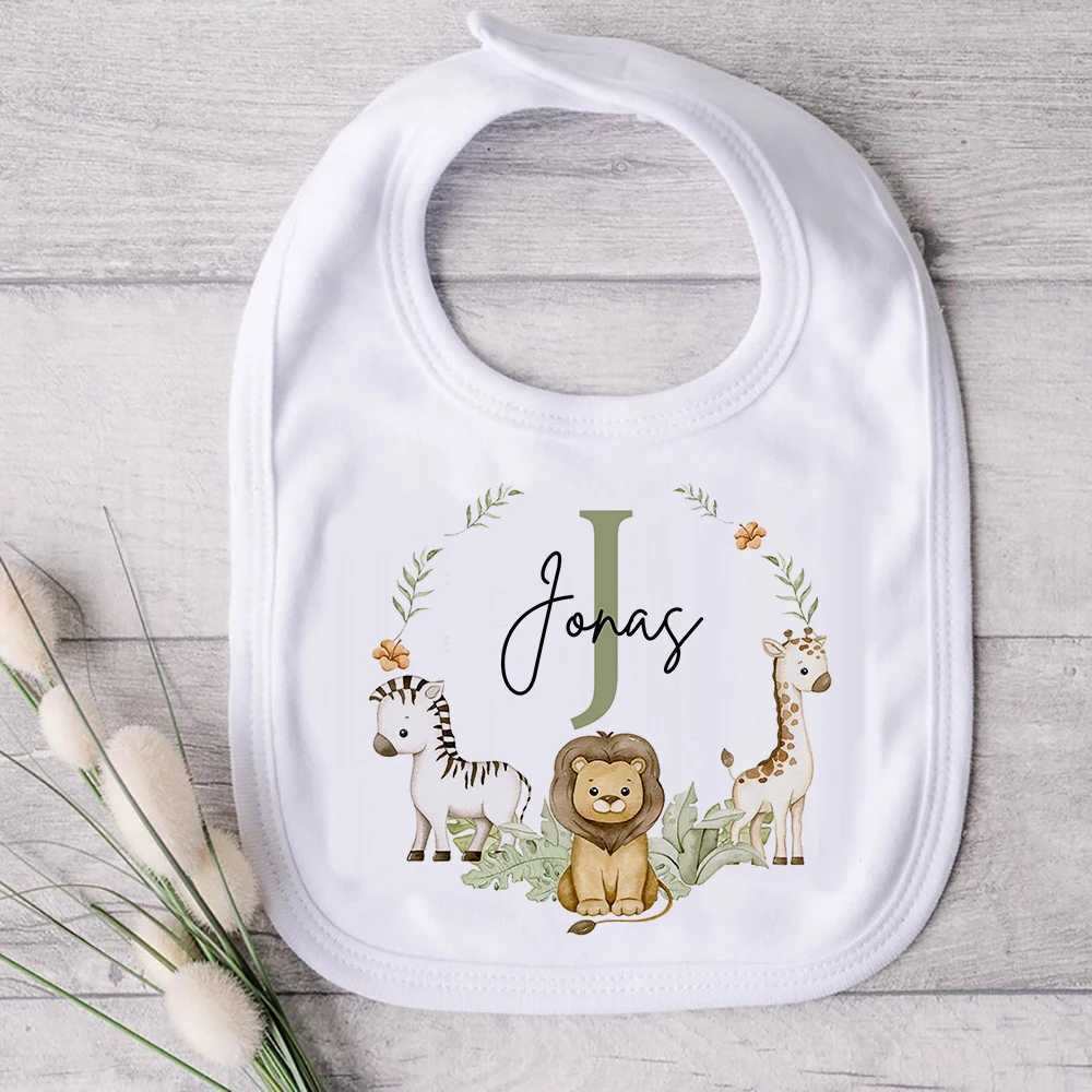 Bibs Burp Cloths Personalised Baby Bib Safari Animals Bibs Initial with Name Newborn Wild One Birthday Gifts Infant Saliva Towel Baby Shower GiftL4812