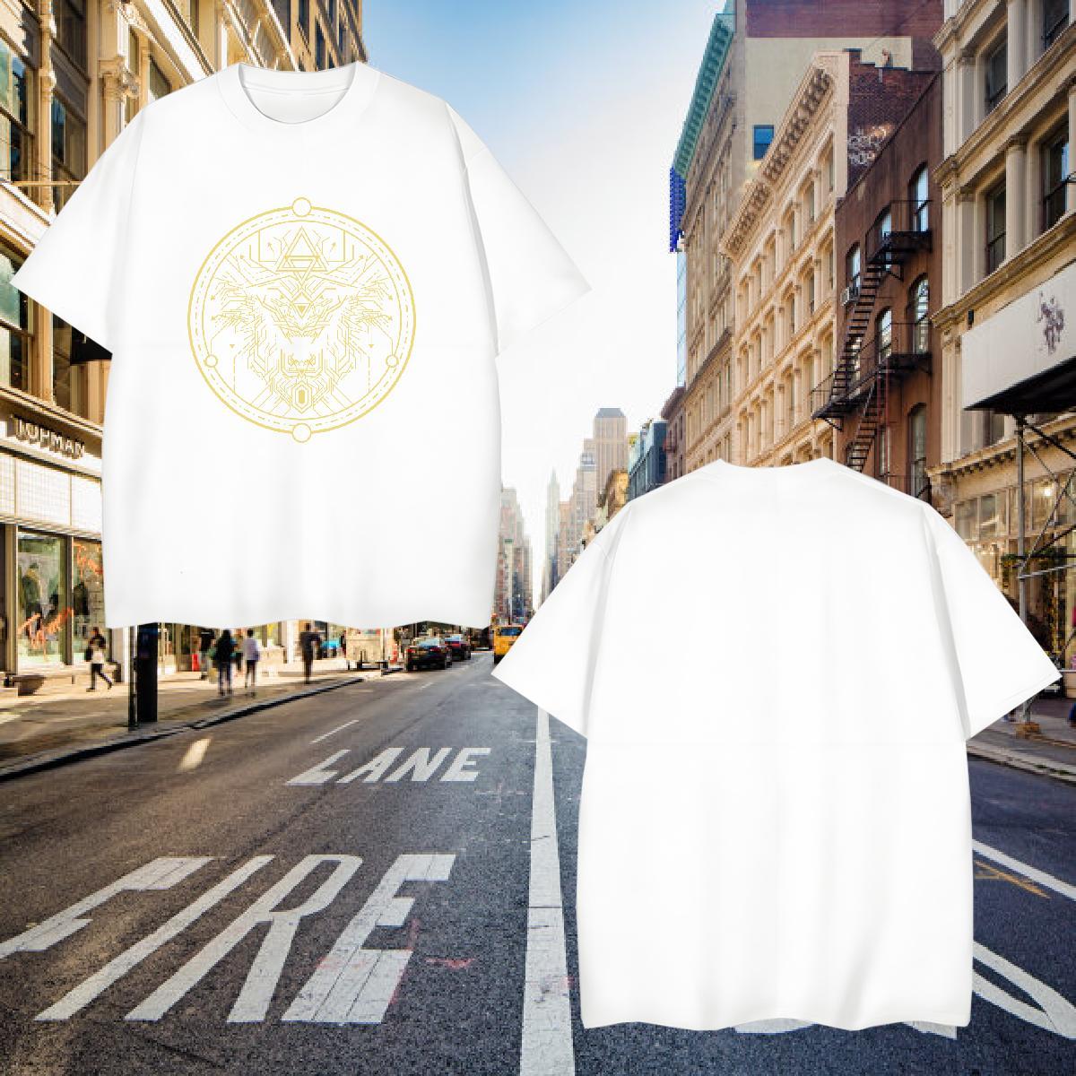 Mens T Shirts 100% Cotton 230g Geometric line Home Outdoor Round Neck Short Sleeve Skull Men Clothes T-Shirt 2024 New Wholesale Tees Shirts