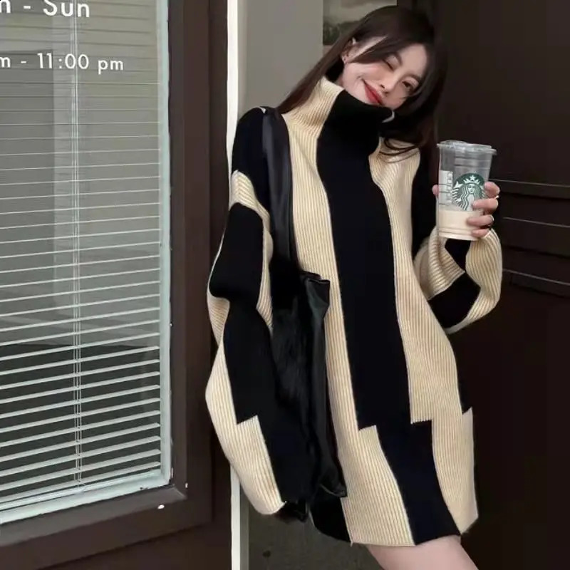 Korobov Spring Women Pullovers Sweaters Korean Chic Elegant Striped Oversize Jumpers Preppy Style Sweet Sueter Mujer 240812