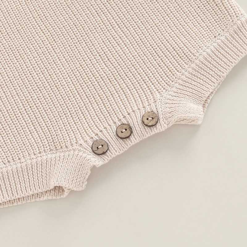 Newborn baby girl boy autumn winter solid color knitted long sleeved sweater jumpsuit casual newborn warm suit W240812