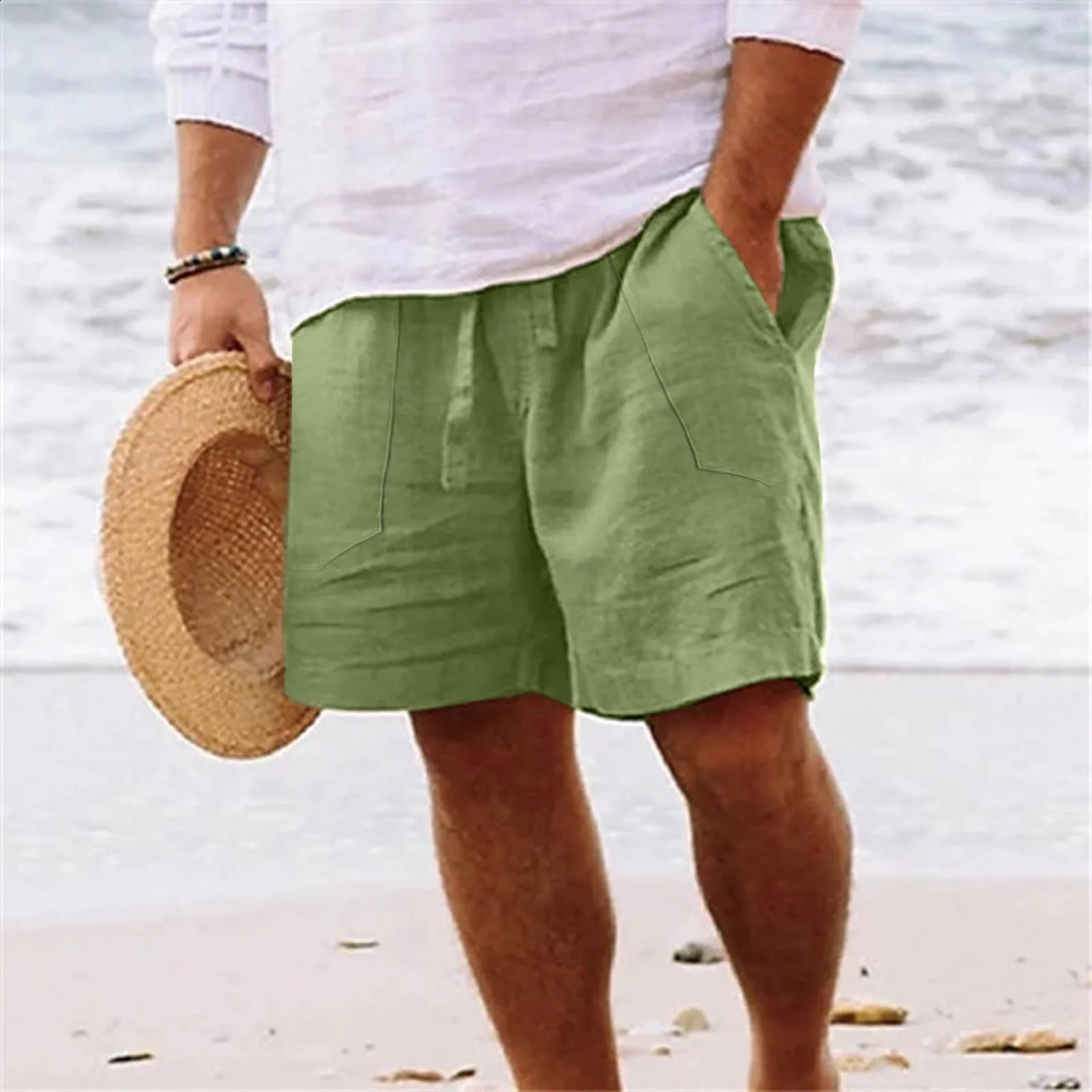 Shorts For Men Casual Summer Pants Men Spring And Summer Pant Casual All Solid Color Painting Loose Plus Size Ropa Hombre 240812