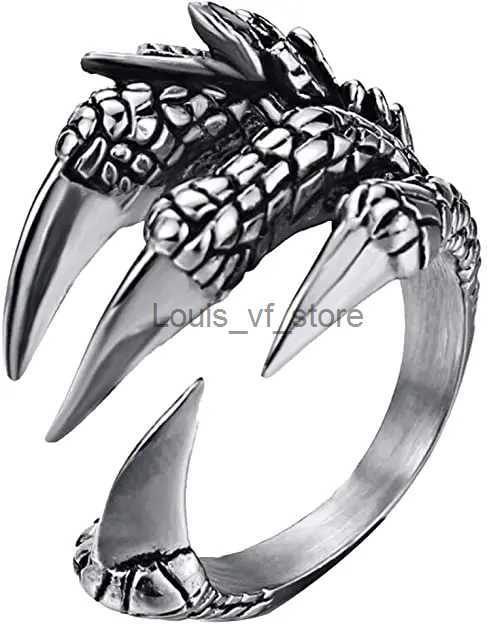 Cluster Rings 1 Titanium Steel Eagle Dragon Claw Halloween Skull Ring Hot Selling Mens Leading Open Rock Animal Jewelry H240813