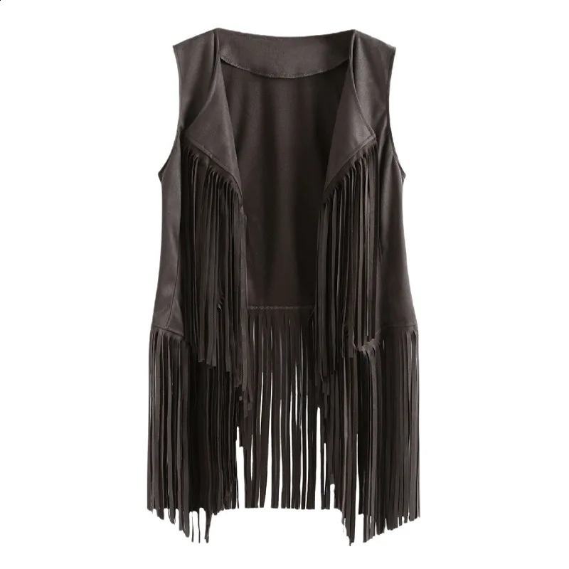 Fringe Vest Soft Cowgirl Vest Sleeveless Cropped Fringe Jackets Brown Tassel Vest Hippie Costume Fringe Vest for Women Fashion 240813