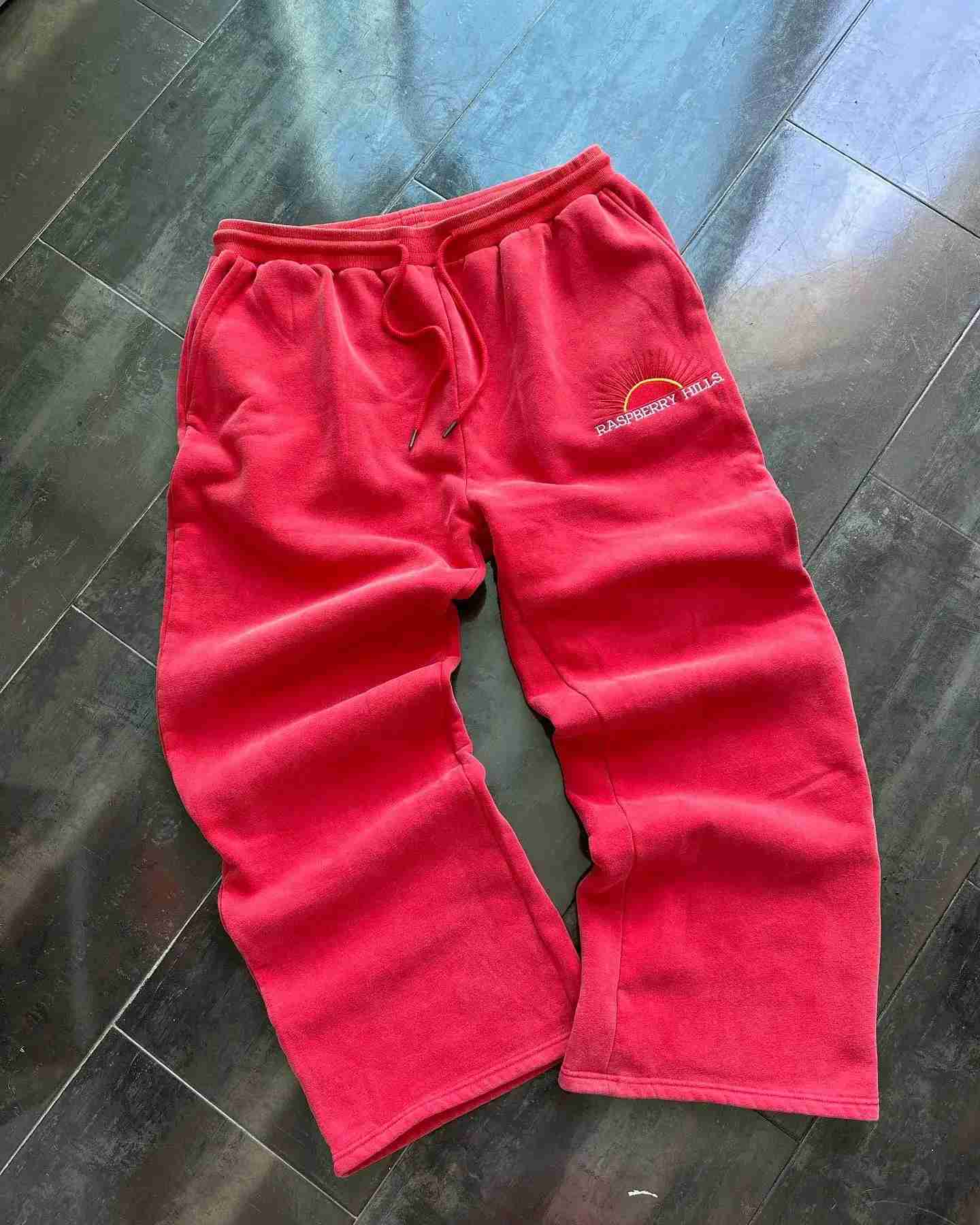GOLD Trendy Brands Summer Cotton Casual Pants Red Fashion Man Women Street Sweatpants Harajuku Baggy Joggers Straight PantsXJ240813