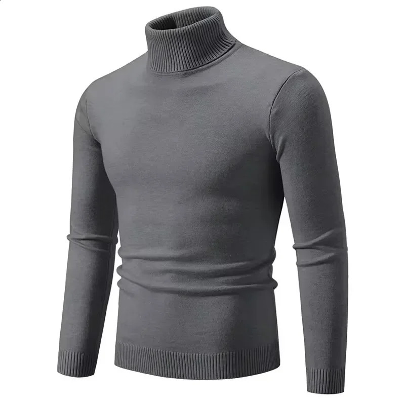 Trend Mens High Collar Sweaters Pullover Knitted Warm and Casual 240812