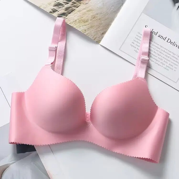 Comfort Wireless Bras for Women Underwear Seamless Solid Pink Black Bras Top Sexy Lingerie Push Up Bralette Female Intimates 240812