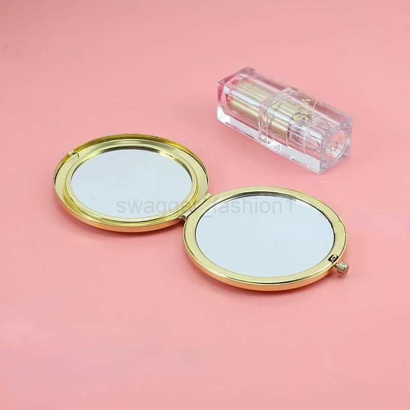 Mini Pocket Mirror Beauty Cosmetic Mirror Rhinestone Foldable Compact Portable Double-Sided Folding Cosmetic MirrorXJ240813