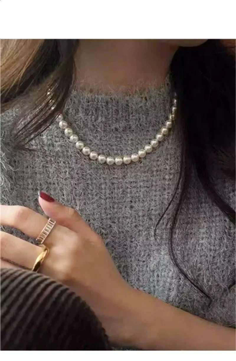 Trend S925 Sterling Silver 2mm-10mm Pearl Necklace Minimalist clavicle Chain Small and Wholesale 240812