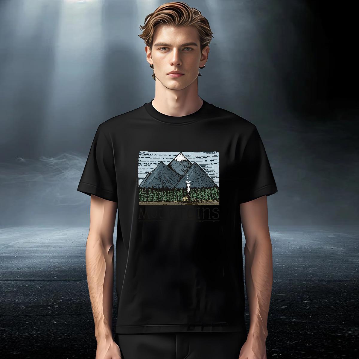 Wholesale Couples T Shirts Sport 230g Cotton Custom Print Plus Size Short Sleeve O-Neck mountains T Shirts Men Factory Direct Tshirts
