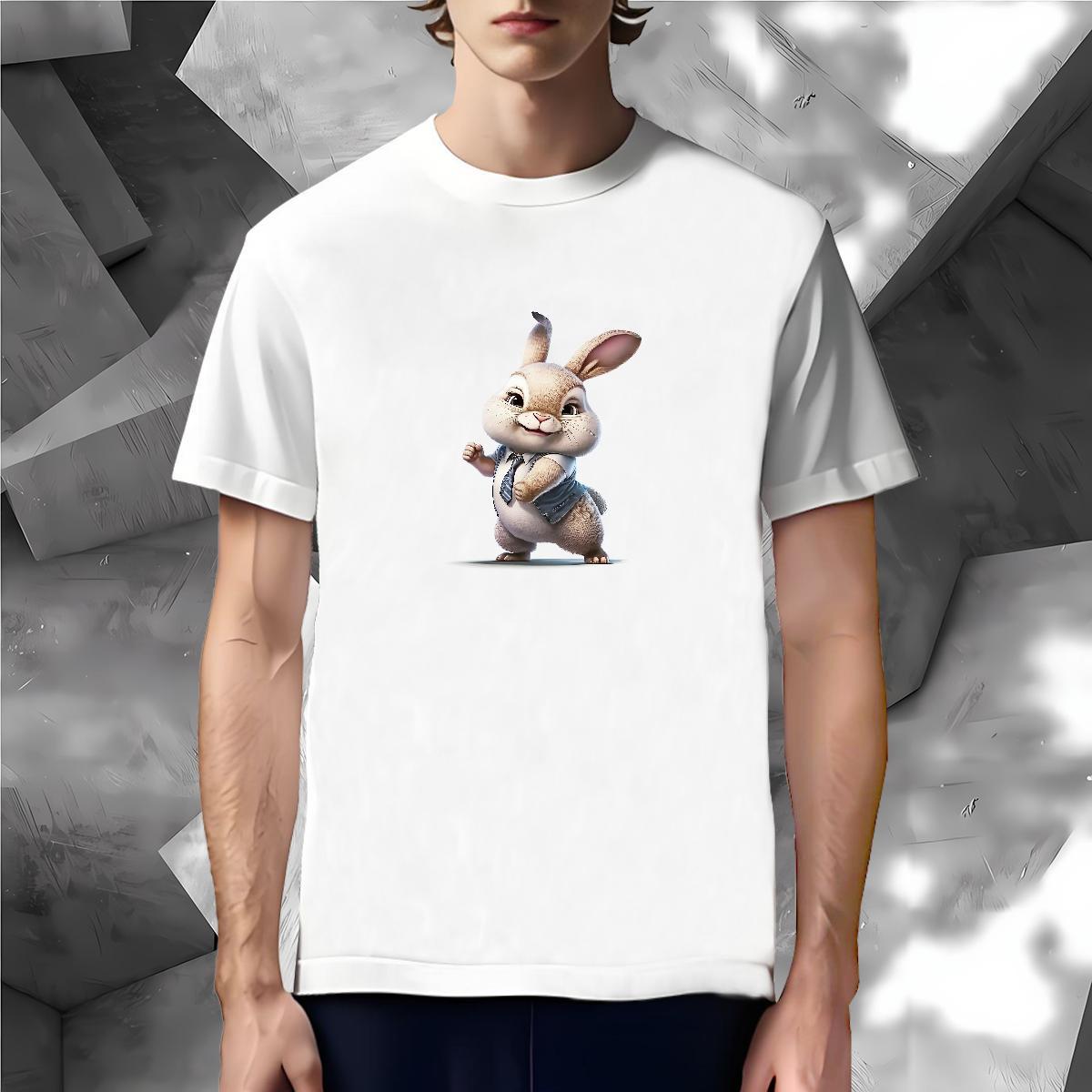 Brand T Shirts Men rabbit O-Neck Short Sleeve Beach Custom Print Oversized 100% Cotton 230g Men Tshirts Classic Clothings