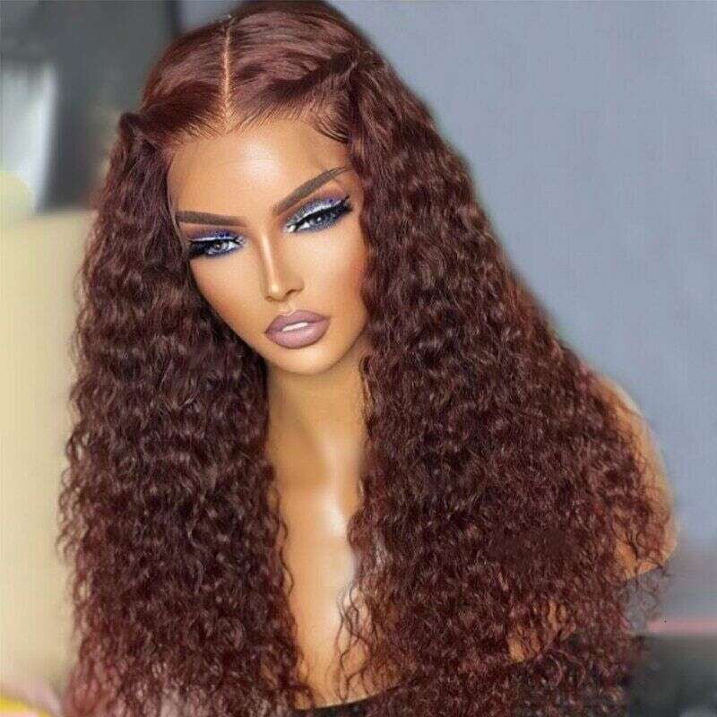 Chocolate Brown 13X6 Deep Wave Front Wigs Curly Lace Frontal Wig Colored Human Hair For Women