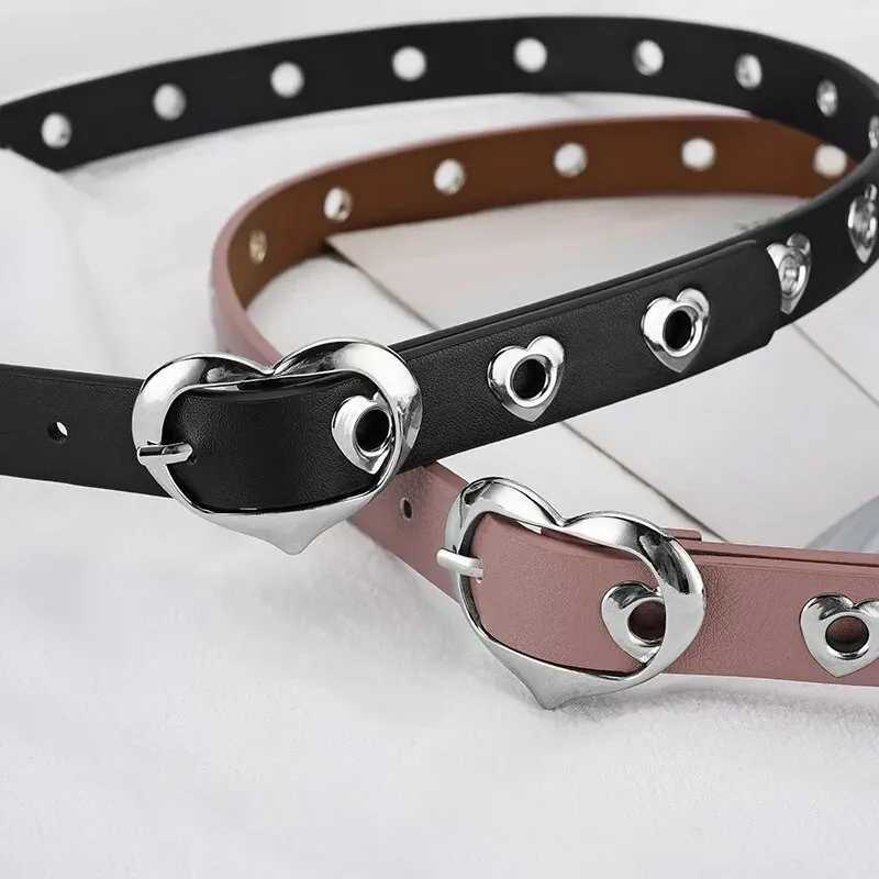 Children with fashionable heart-shaped buckle girls with thin straps cute boys with PU straps school supplies teenagers with straps W240807