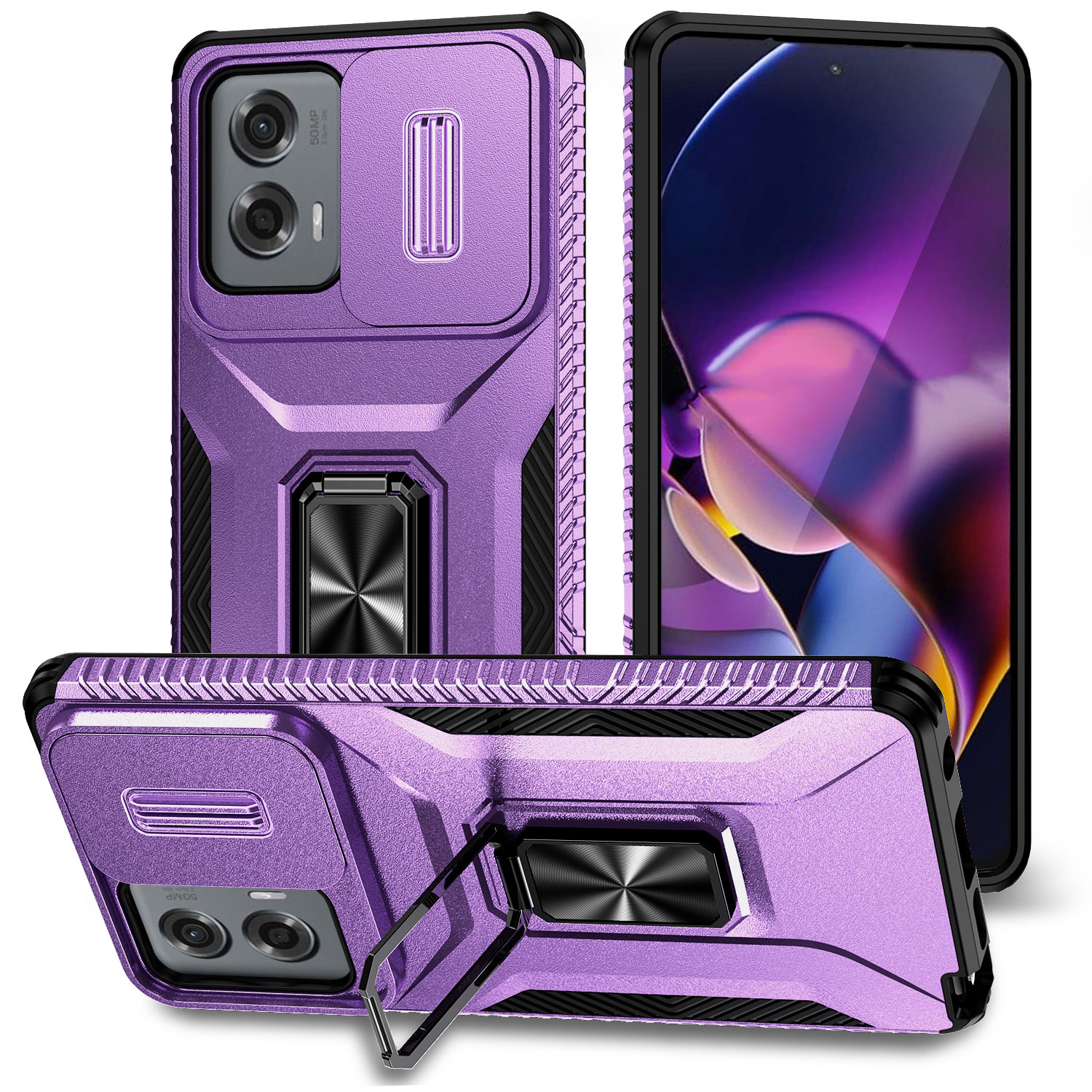 Reaper Military Grade Rugged Armor Cases Slide Camera Protection Ring Stand Shockproof Cover For MOTO Edge G 5G 2024 Power Play Stylus G22 Google Pixe