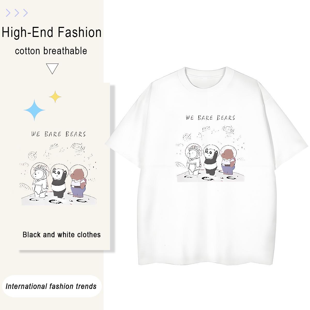 Free Shipping Tshirts bear Casual 100% Cotton 230g Tops Shirt Breathable Crew Neck Brand T Shirts Men Custom Printed