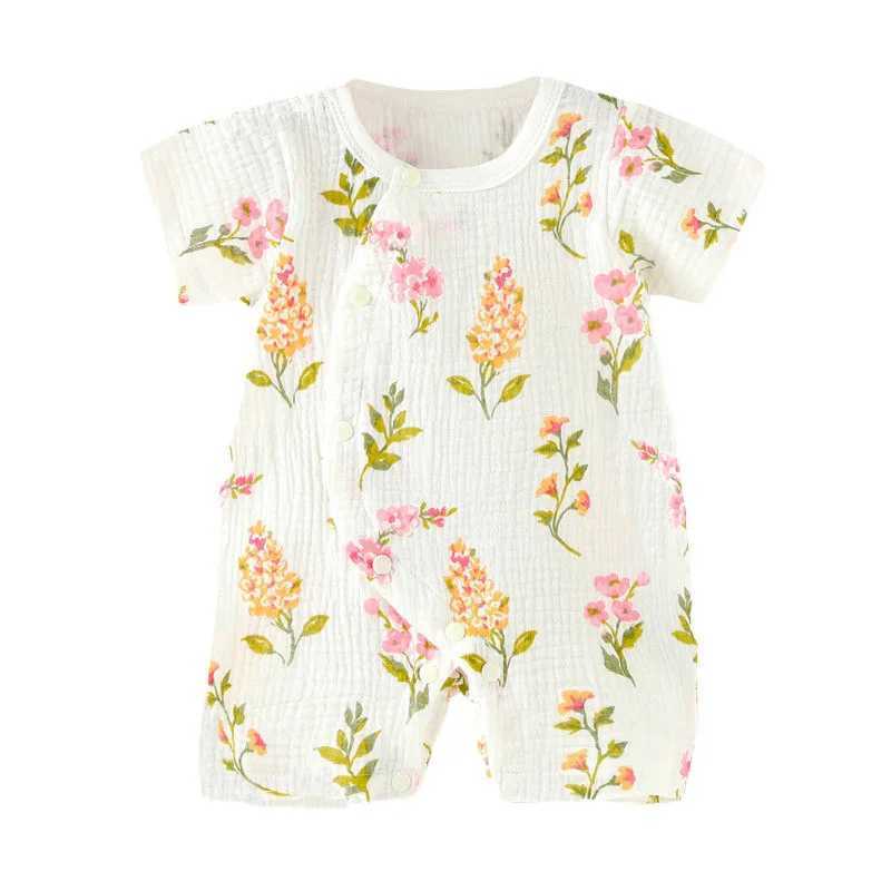 Baby summer clothing newborn jumpsuit baby girl boy thin cotton short sleeved jumpsuit W240812