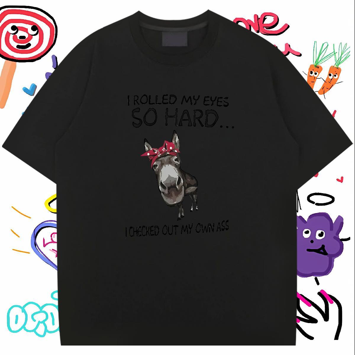 Comfortable T Shirt For Man horse Breathable Short Sleeve Hip Hop Street Plus Size Cartoon 230g Pure Cotton Men Tops Tees 2024 DIY Tees Shirts