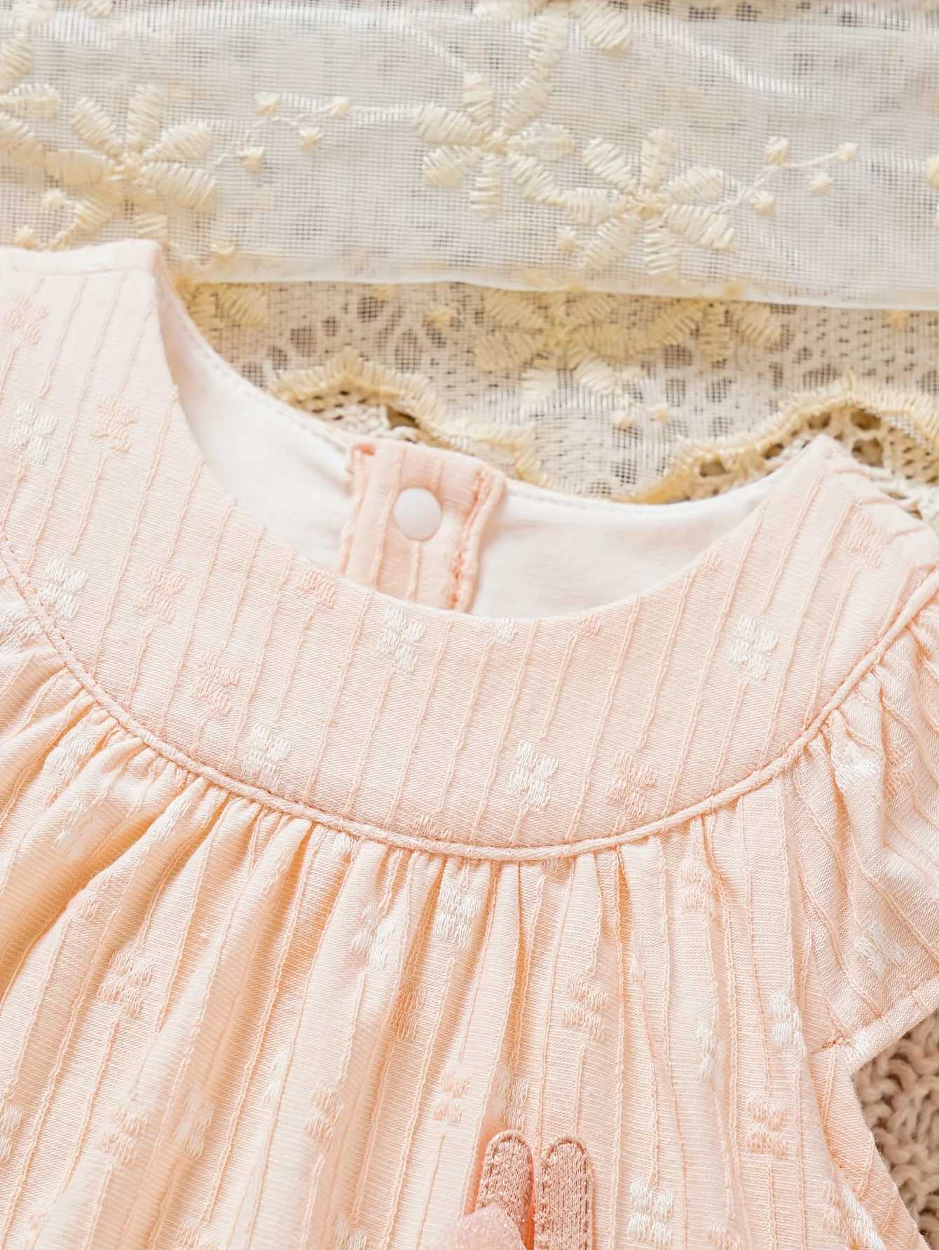 Baby Cute Rabbit Patch Cotton Tight Cute Artificial Two Piece Hat Set Onesie Spring Clothing for Baby Girls W240812