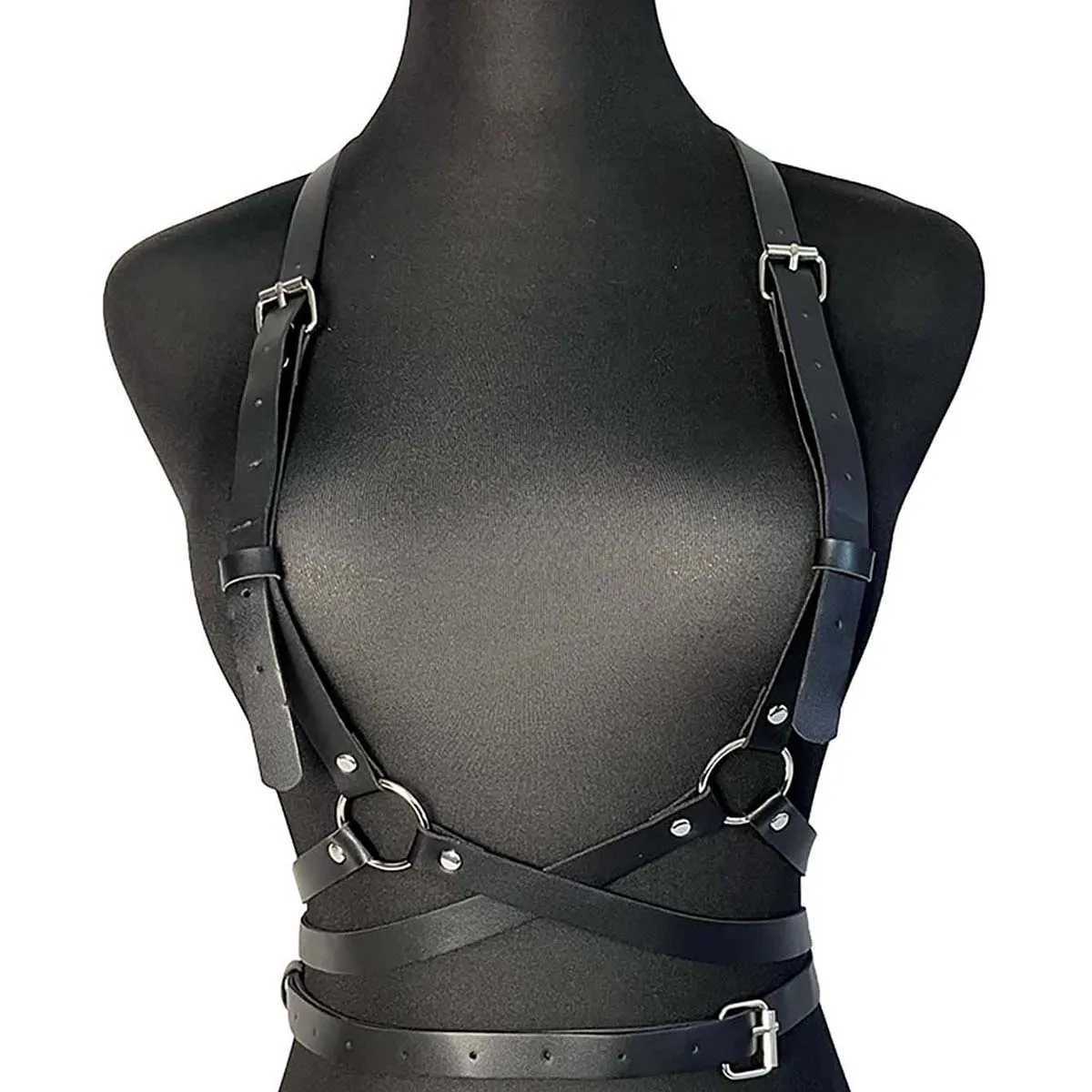 Fashion shoulder straps leather underwear body straps tight corset hangers womens Gothic fetish clothing shoulder straps womens accessories W240807