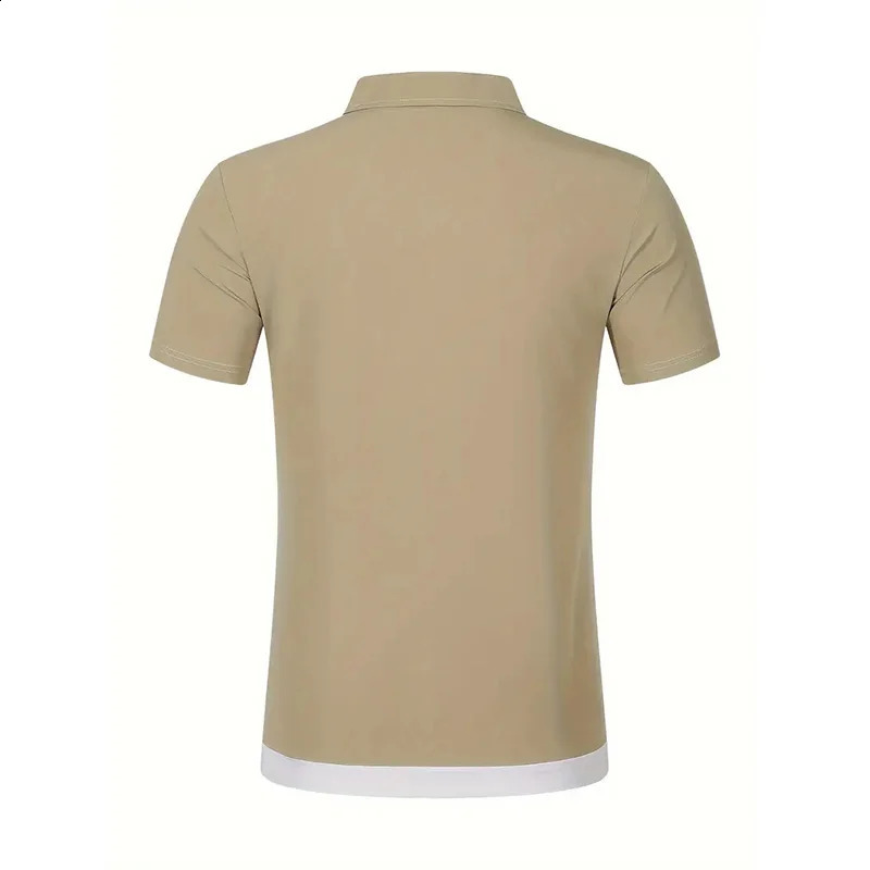 2024 summer mens casual short-sleeved Polo shirt solid color lapel fashion sports breathable T-shirt top 240813
