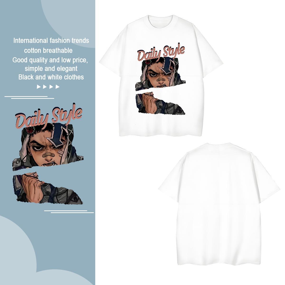 T-Shirts for Men 230g 100% Cotton portrait Casual Daily Wear Breathable Crew Neck White Plus Size Tshirts New Unisex Tops Tees