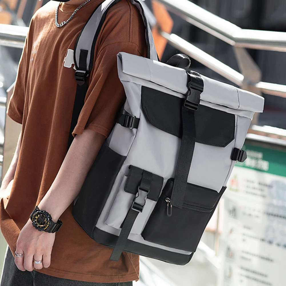 Waterproof travel backpack large capacity mens business laptop roll up bag for outdoor and camping 240813