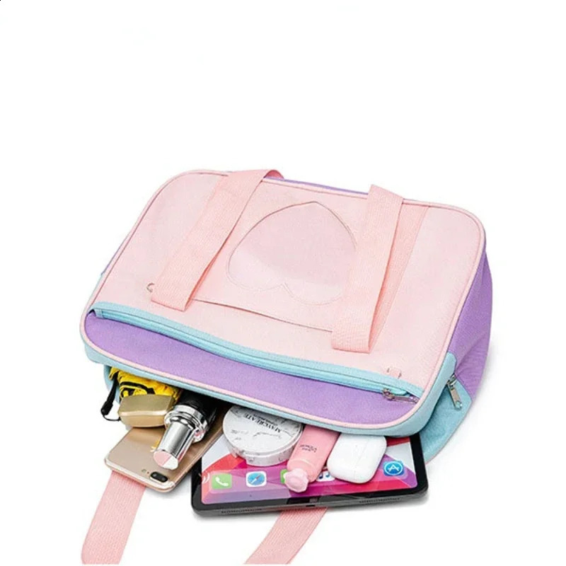 Japanese Preppy Style Pink Uniform Shoulder School Bags for Women Girls Canvas Large Capacity Casual Luggage Handbags 240812