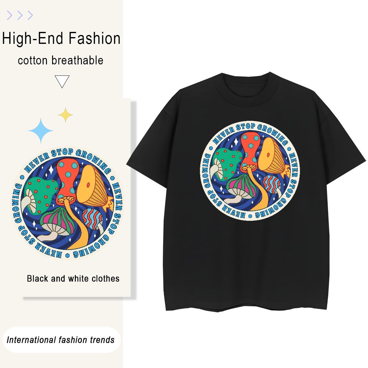 DIY Customized Tshirts mushroom Anime Printing Street 230g Cotton Tops Tees Breathable Crew Neck Brand T Shirt For Man DIY Anime