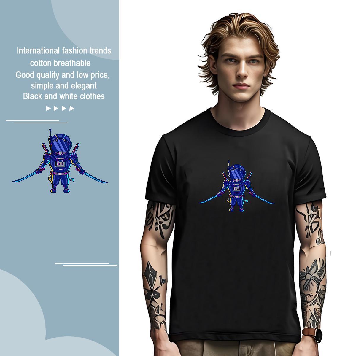 Comfortable robot T-Shirts for Men Casual Daily Wear Mens Tshirts 100% Cotton 230g DIY Pure Cotton Custom Print Oversized Tops Tees