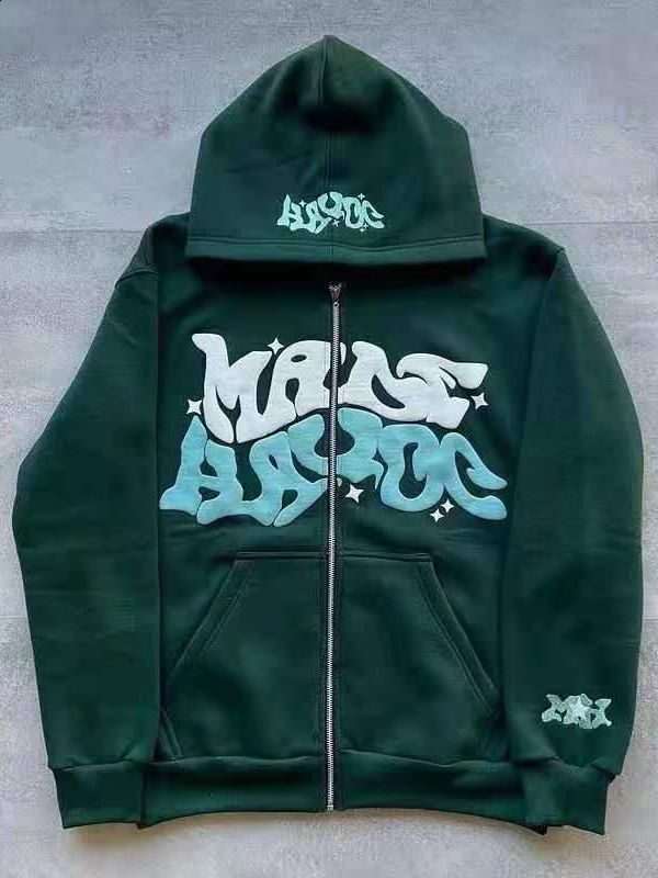 Street Rich Soon Printed Hoodie For Male Trendy Y2k Long Sleeve Zip Up Hooded Sweatshirt Autumn Pocket Loose Hoodies Jacket 240802