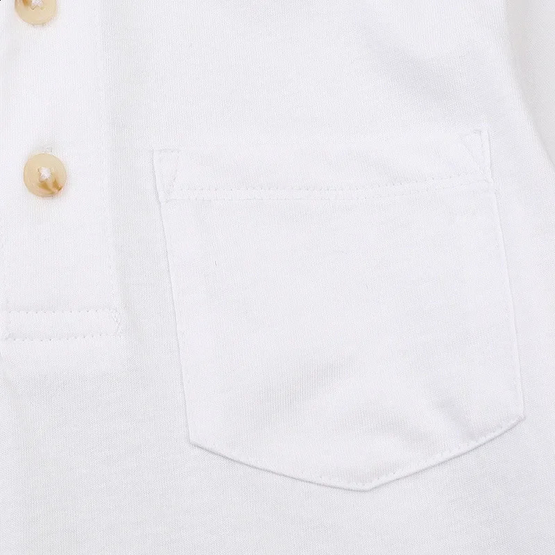 White Long Sleeve Polo Shirt For Boys Girls Lapel n Suitable For Middle Big Kids School Uniform 240810