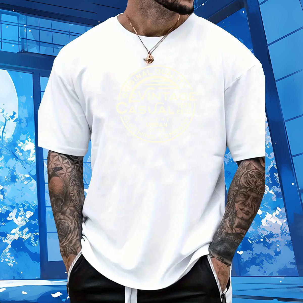 Cool letter T Shirt For Man Casual Beach Men Clothes T-Shirt 230g 100% Cotton DIY Customized Breathable Crew Neck Anime Print Tees Shirts