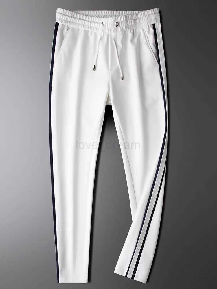 European fashion contrasting color patchwork casual pants mens spring summer high-end cotton comfortable straight sports pantsXJ240813