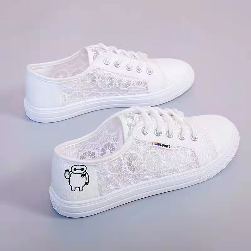 Sandals For Female Students Korean Version New Summer Mesh Versatile Flat Lace Toe Canvas Women S Singles Outdoor Shoes