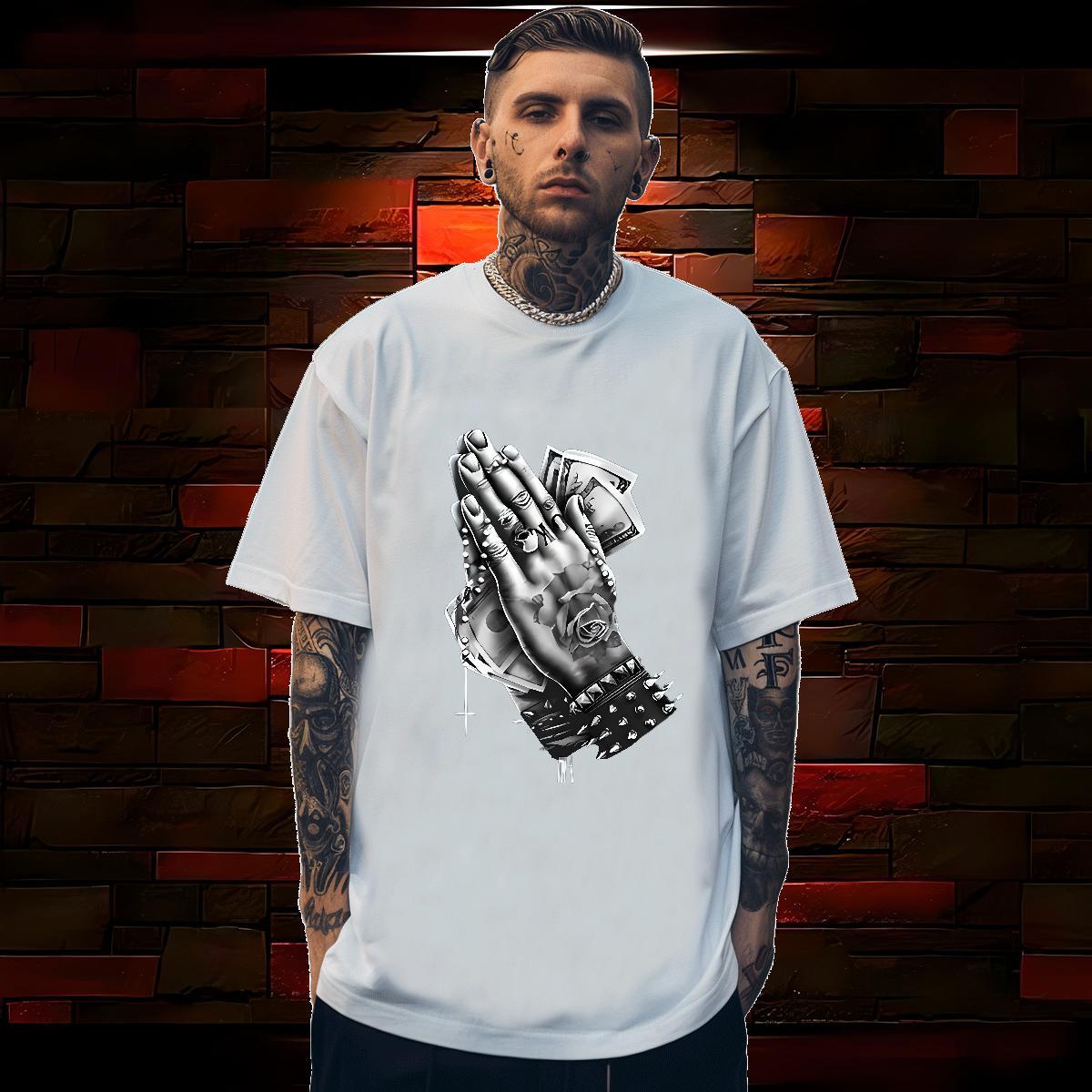 Men T Shirts 230g 100% Cotton hands Hip Hop O Neck Short Sleeves Customized Men Tshirts Stylist Classic Tees Shirts
