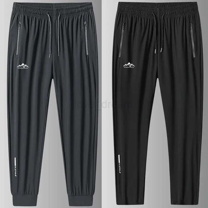 Large Size 7XL 8XL Summer Ice Silk Pants Men Stretch Breathable Straight Quick Dry Gym Sports Jogging Running Casual TrousersXJ240813