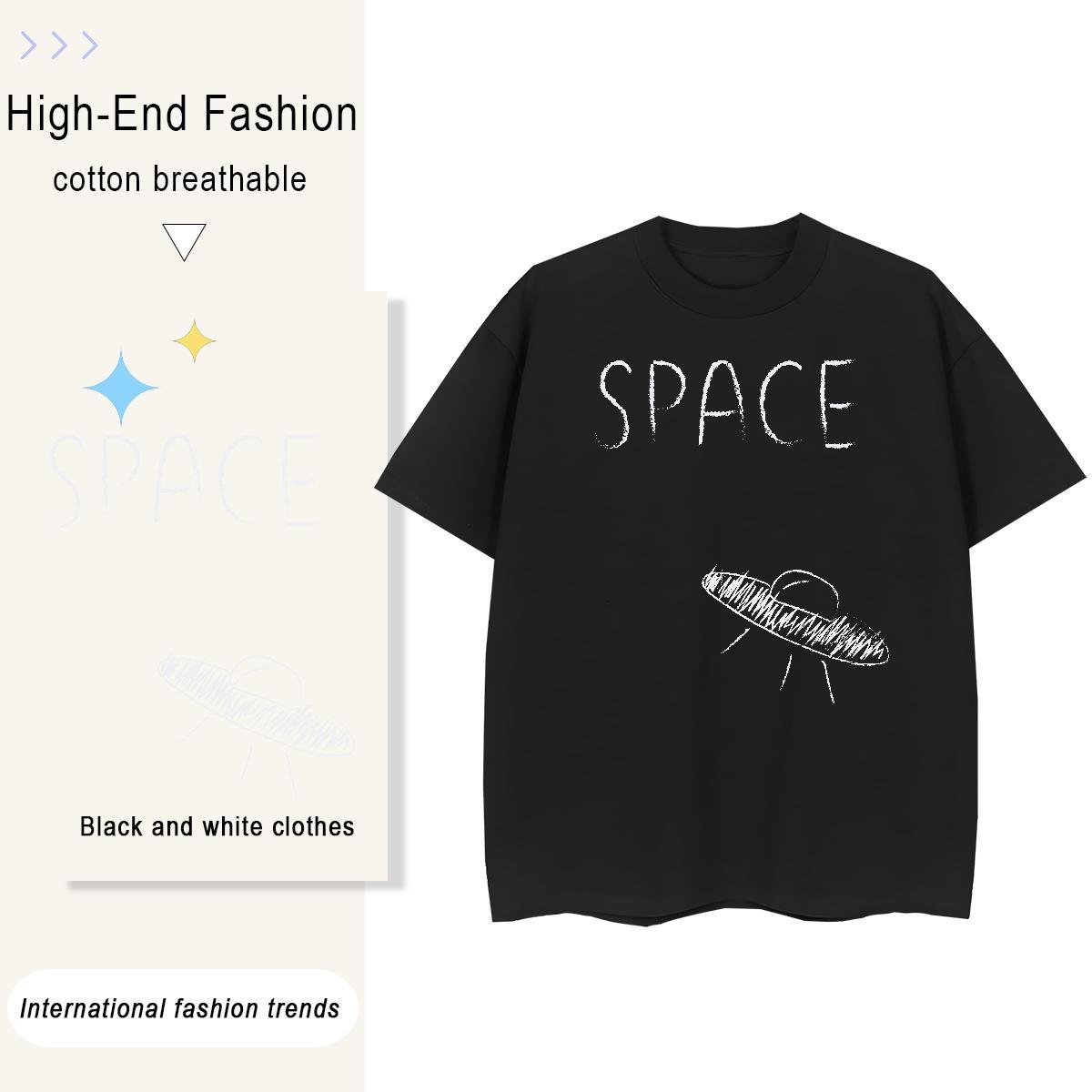 Loose Men Clothes T-Shirt Street wear Hip Hop 230g Cotton Floral Print Pure Cotton ET T-Shirts for Men Fashion Casual Tops Tees