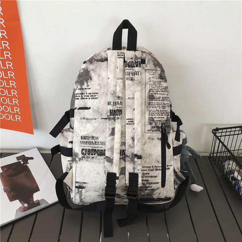Womens Harajuku Cloud Printing Mens Backpack Student Nylon Laptop Cool 240813