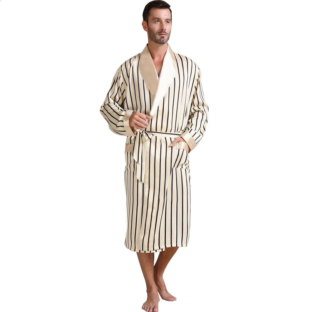 Mens Silk Satin Pajamas Pajama Pyjamas Sleepwear Robe Robes Nightgown Loungewear U.S.S M L XL 2XL 3XL Plus Striped_ Gifts 240812
