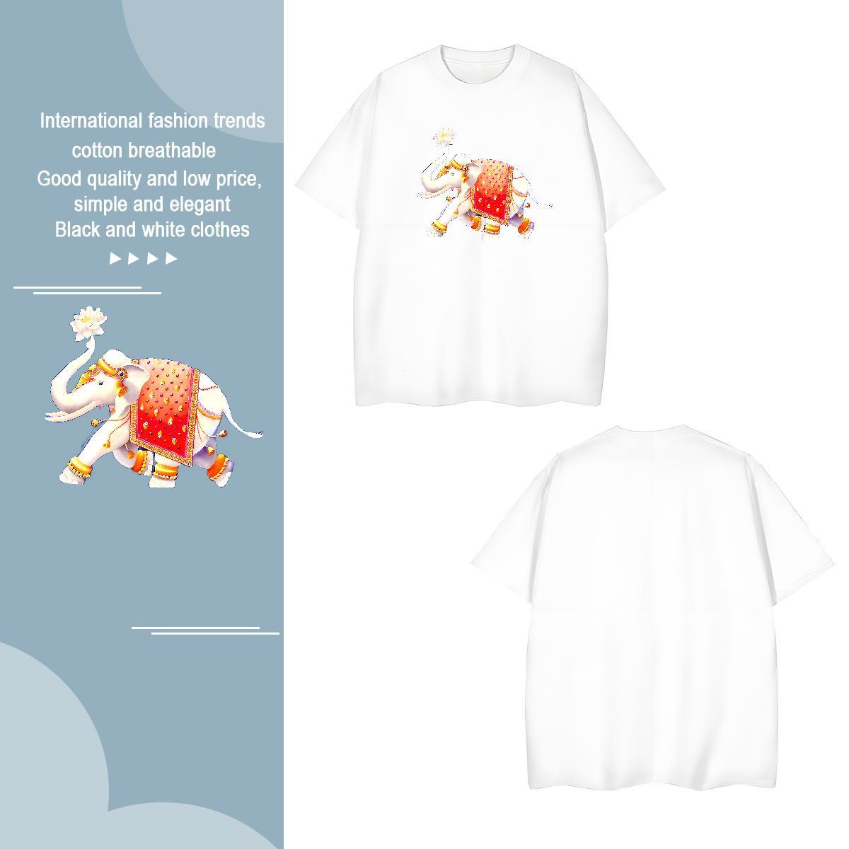 T-Shirts for Men 230g 100% Cotton elephant Sports Casual Breathable Soft DIY Printed Men Tees Fashion Design Comfortable Polos