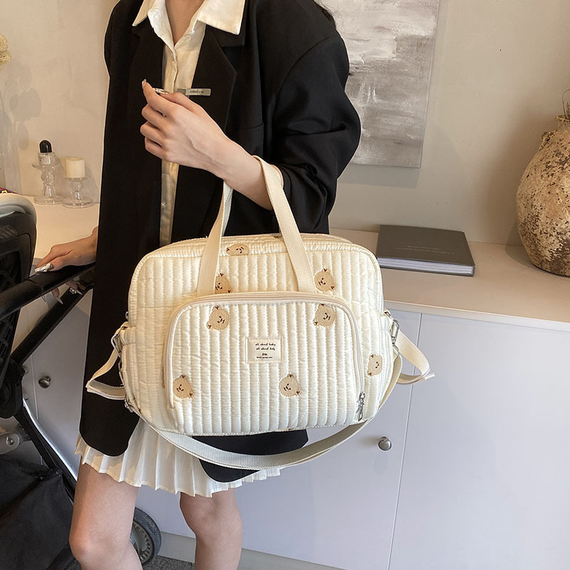 Women Crossbody bag Shoulder Bag Handbag Mummy Embroidery Quilted Stroller Diaper Storage Large Handbags