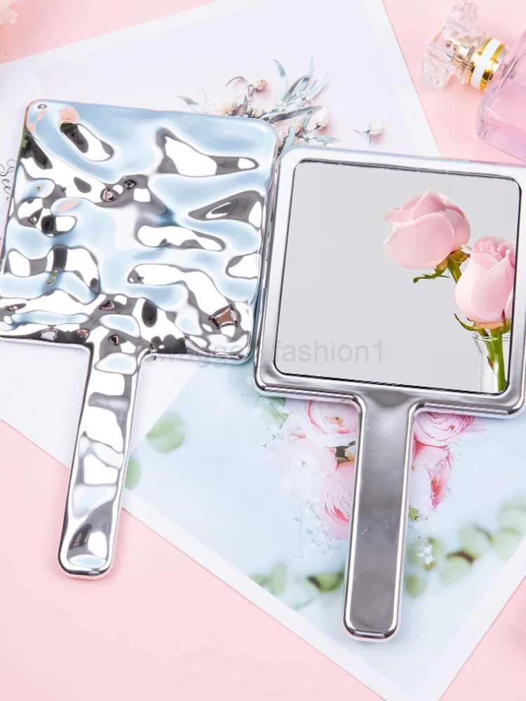 Cosmetic MirrorPortable Handle Mirror Electroplating Style Beauty Mirror Hand-Held Makeup Mirror Irregular Creative Dressing RoXJ240813