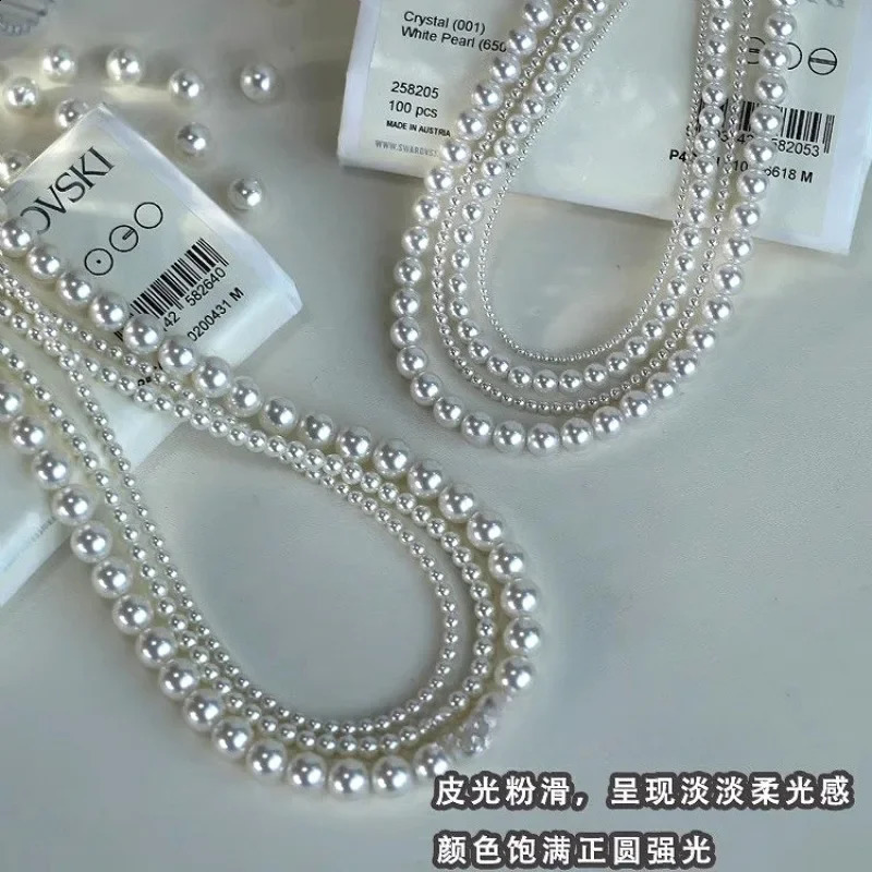 Trend S925 Sterling Silver 2mm-10mm Pearl Necklace Minimalist clavicle Chain Small and Wholesale 240812