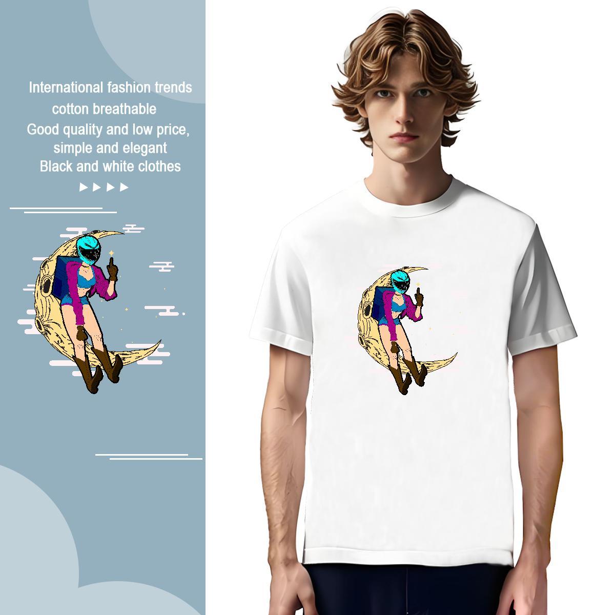 T Shirts Men 230g Pure Cotton planet Beach Breathable Short Sleeve Customized Tshirt for Man Woman New Designer Cool Design Clothes