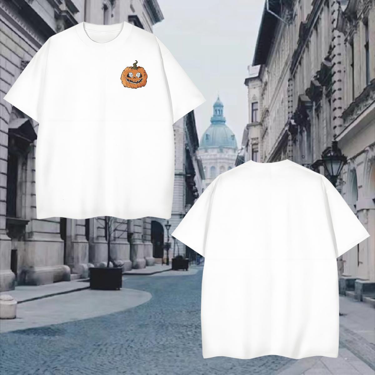Unisex T Shirts Men pumpkin Breathable Home Outdoor DIY Printed 230g Pure Cotton Tshirt for Man Woman 2024 Designer Top Tees