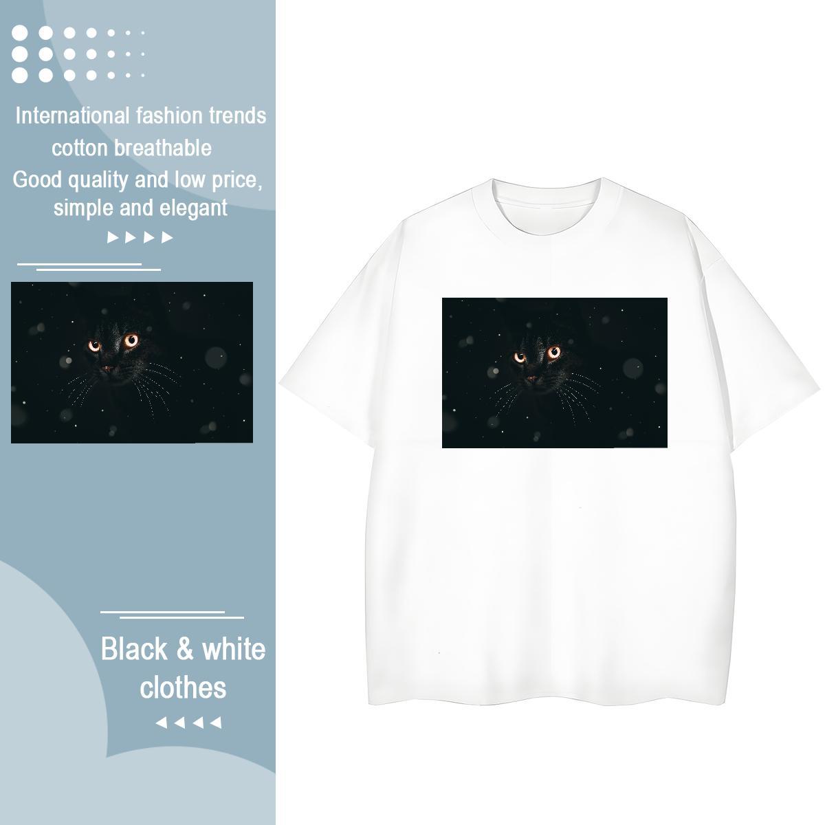 Cool Mens T Shirts cat Breathable Crew Neck Daily Outfit DIY Printed 230g Cotton Tshirts Wholesale Tops