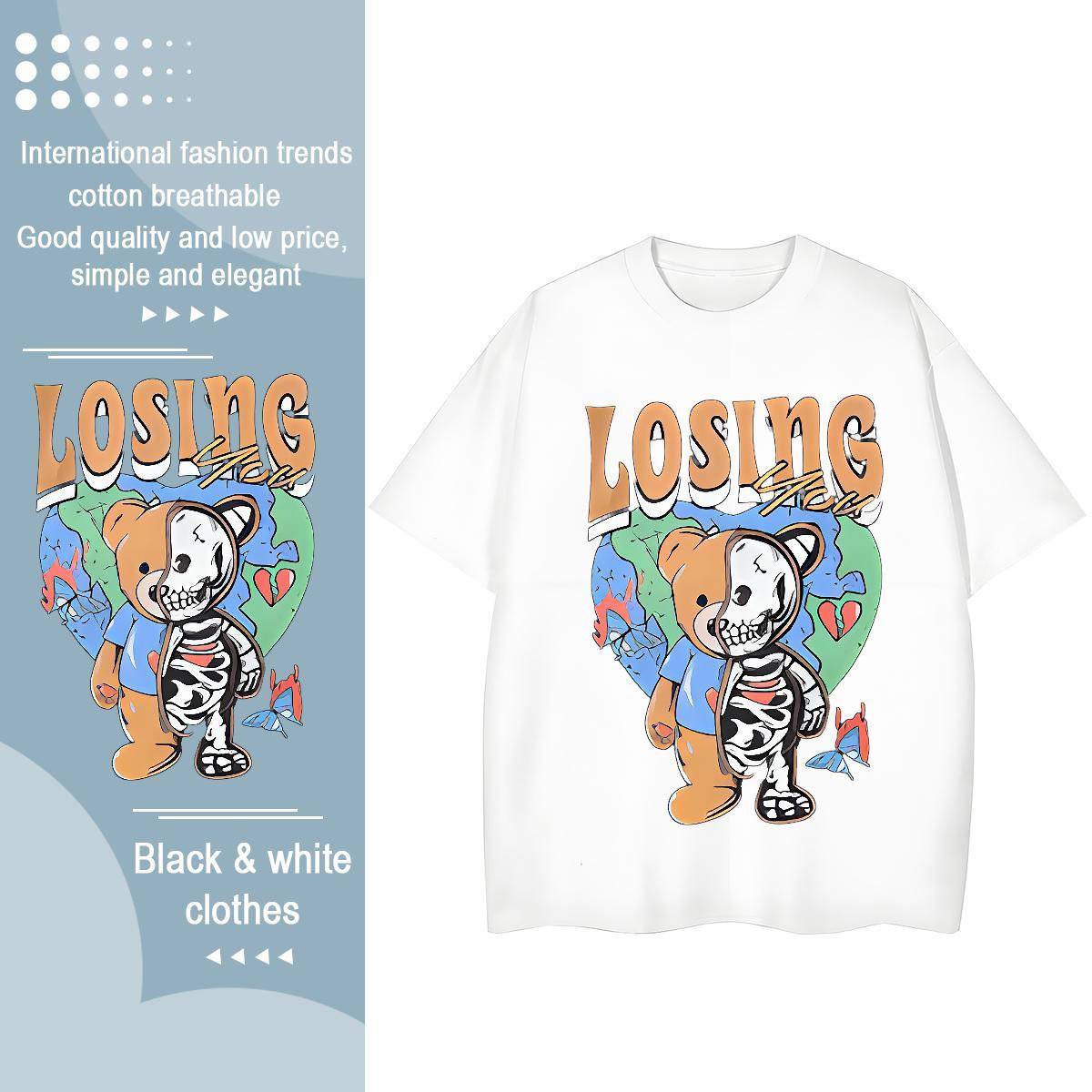 High Quality T-Shirts bear Breathable Crew Neck Street Wear Oversized 3XL 4XL 230g Pure Cotton Men Tshirts Custom Tees Shirts