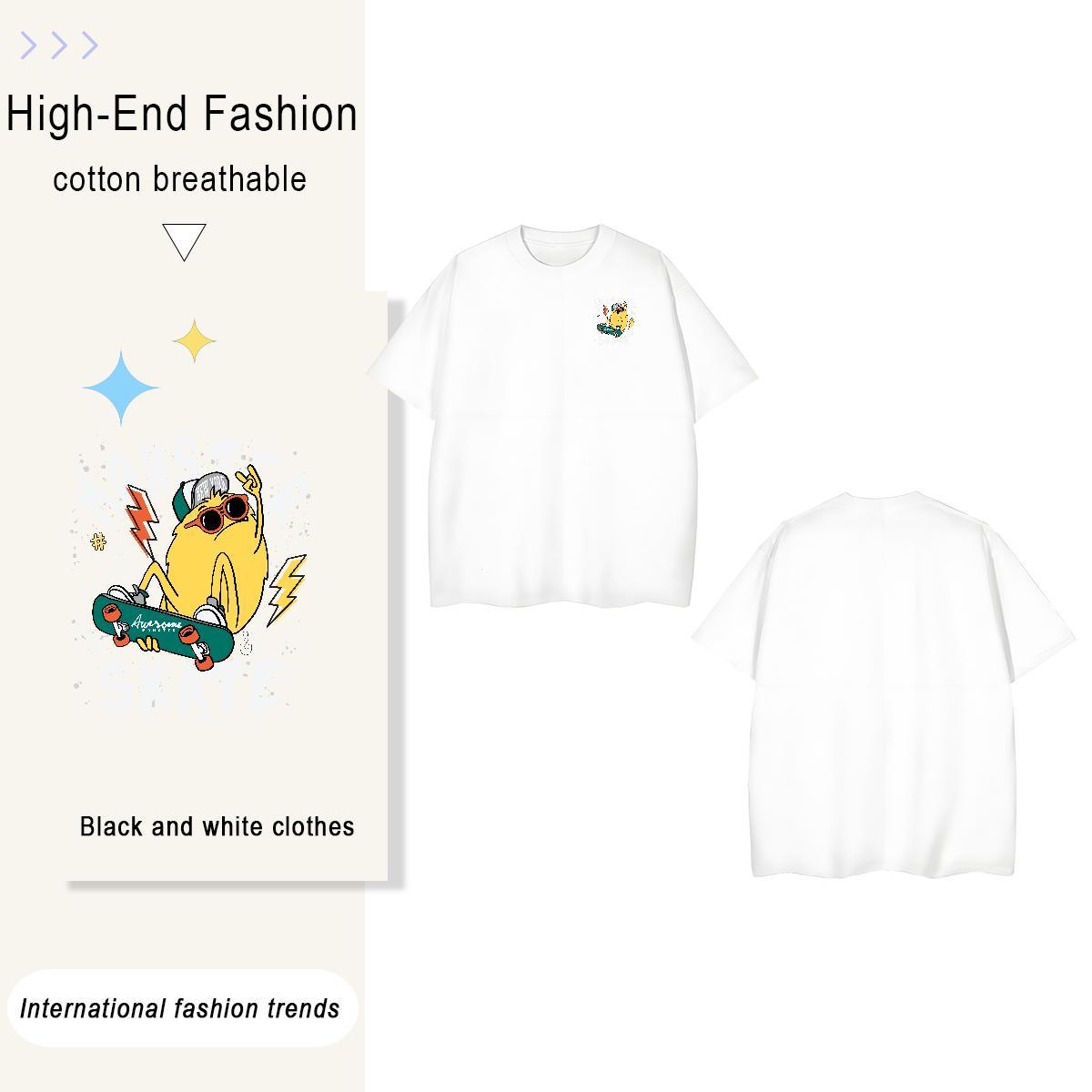 T-Shirts for Men 230g 100% Cotton Plush Outdoor Breathable Plus Size Cartoon Couples T Shirts New Arrival High Quality Top Tees