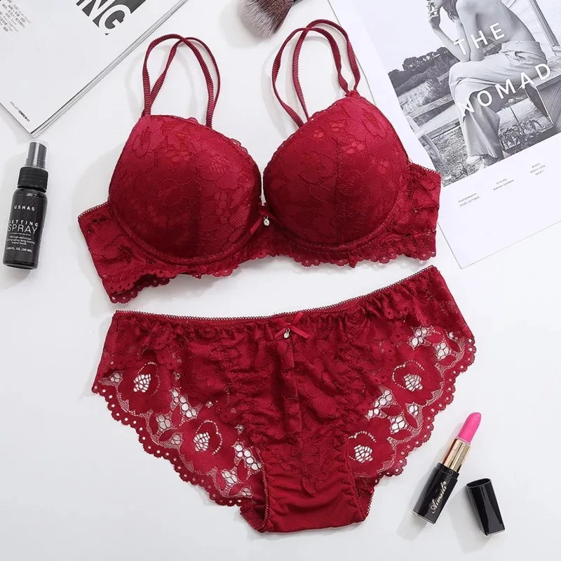 Sexy Lingerie Underwear Bra Set Women Push Up Lenceria Mujer Femme Underwire Langerie Bralette Bras And Panty Feminina Lace 240812