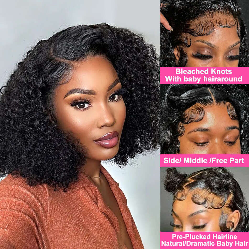 13X6 Short Curly Bob Water 13X4 Deep Wave Lace Front Wigs 5X5 Glueless Wig Human Hair For Women